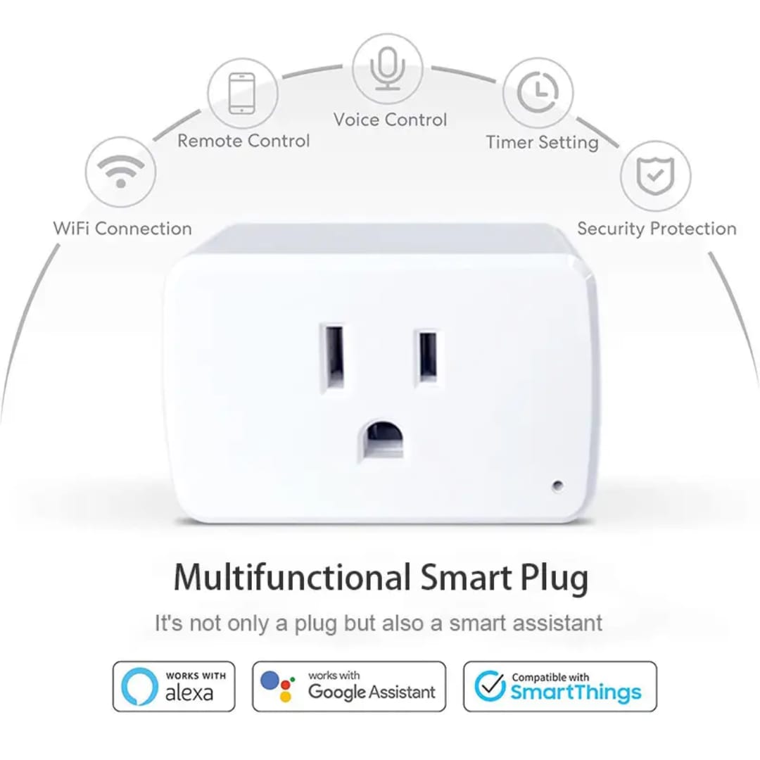 Smart DENZ Wi-Fi Plug 15A, Works with Alexa & Google Assistant, No Hub Required, Smart Life/Tuya App Control, Timer & Schedule Function, Compact Mini Plug for Home Automation, FCC & ETL Certified